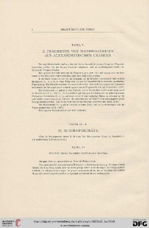 II. Fragmente von Wandmalereien aus Alexandrinischen Gräbern (Tafel V)