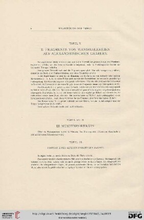 II. Fragmente von Wandmalereien aus Alexandrinischen Gräbern (Tafel V)