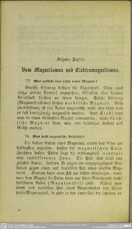 Sechstes Kapitel. Vom Magnetismus und Elektromagnetismus