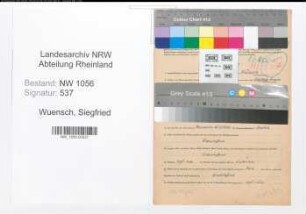 Entnazifizierung Siegfried Wuensch , geb. 09.03.1912 (Lehrer)