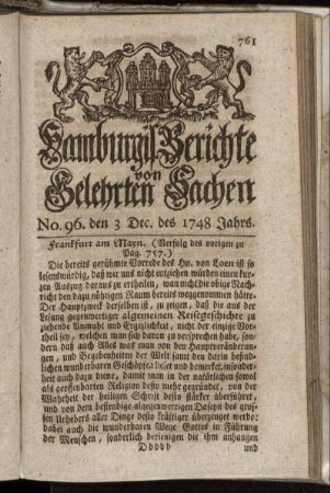 No. 96. den 3 Dec. des 1748 Jahrs. - No. 103. den 31 Dec. des 1748 Jahrs.