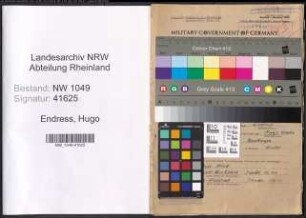Entnazifizierung Hugo Endress , geb. 27.03.1902 (Betriebsleiter)