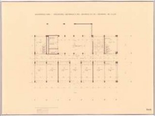 Grünanlage an der Paracelsus-Klinik, Marl: Bettenhaus 2. Teil: Grundriss Erdgeschoss 1:50 (Zeichnung des Architekten)