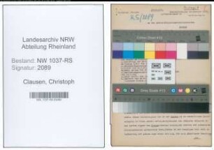 Entnazifizierung Christoph Clausen , geb. 15.06.1888 (Gerichtsvollzieher)