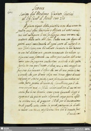 [Text 11:] Lettera scritta del Medemo Giacinto Centini al signor Cardinale d’Ascoli suo zio