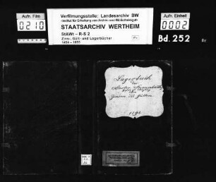 Gült- und Zinsbuch über die jährlichen Gefälle des bronnbachischen Hofs zu Würzburg