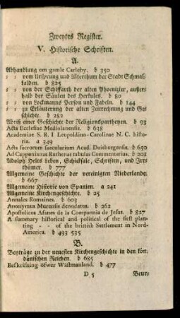 V. Historische Schriften