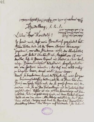Brief an Ernst Kreidolf