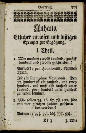 Anhang Etlicher curiosen und lustigen Exempel zur Ergötzung.