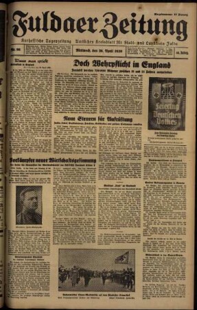 Ausgabe vom Mittwoch, den 26. April 1939.