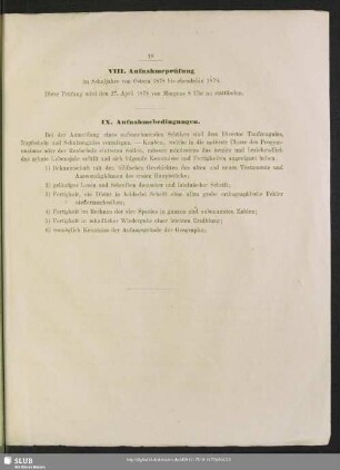 IX. Aufnahmebedingungen