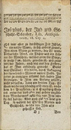 Josephus, der Jud und Geschicht-Schreiber, Lob. Antiquitatum, 18. Cap 4.