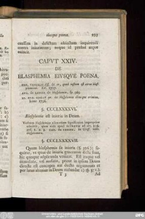 Caput XXIV. De Blasphemia Eiusque Poena.