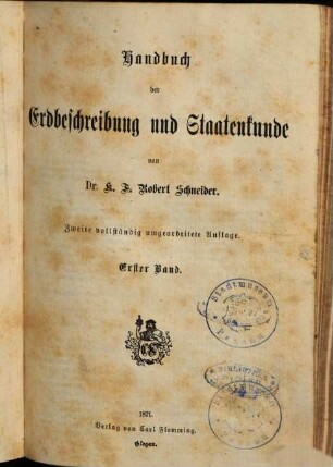 Handbuch der Erdbeschreibung und Staatenkunde. 1