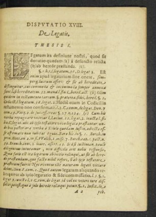 Disputatio XVIII. De Legatis.