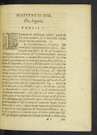 Disputatio XVIII. De Legatis.
