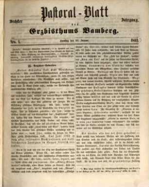 Pastoralblatt der Erzdiözese Bamberg. 6, 6. 1863