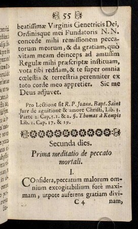55-64, Prima Meditatio, de peccato mortali.