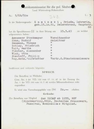 Kaminski, Frieda