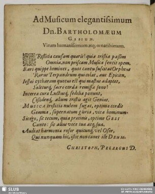 Ad musicum ... [Epigramm]