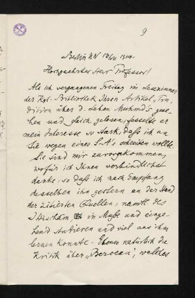 Brief 9: 13.07.1914