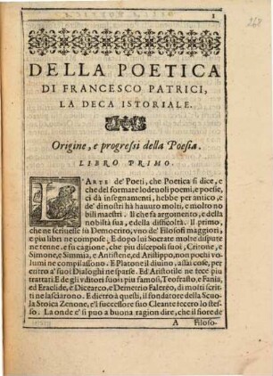 Della poetica di Francesco Patrici, [1]. La deca istoriale