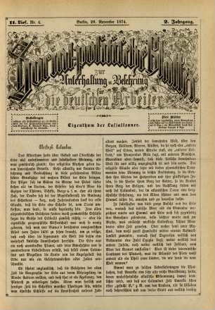 11. Lief. Nr. 4. Berlin, 28. November 1874. 2. Jahrgang.