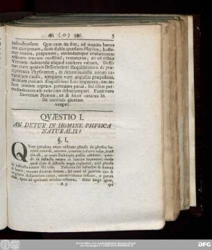 Quaestio I. An Detur In Homine Physica Naturalis?