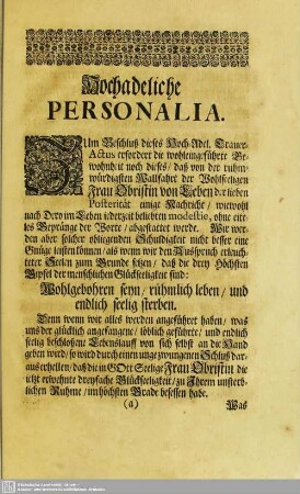 Hochadeliche Personalia