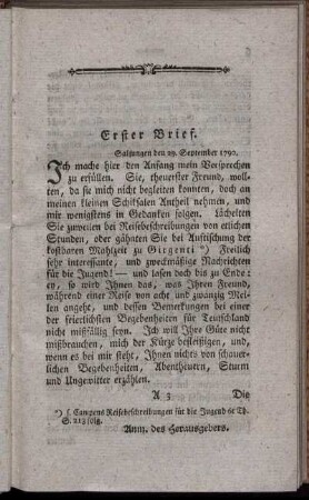 Erster Brief. - Fünfter Brief.