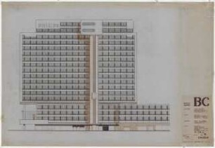 Geschäftshaus Martin-Luther-Straße/Kleiststraße (Philips/Berlin Center), Berlin-Schöneberg 2.Projektstufe: Ansicht von W 1:100