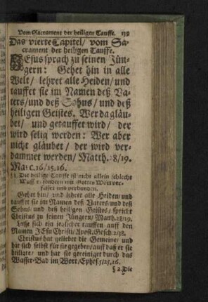 Das vierte Capitel/ vom Sacrament der heiligen Tauffe.