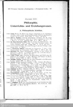 XXV. Philosophie. Unterrichts- und Erziehungswesen