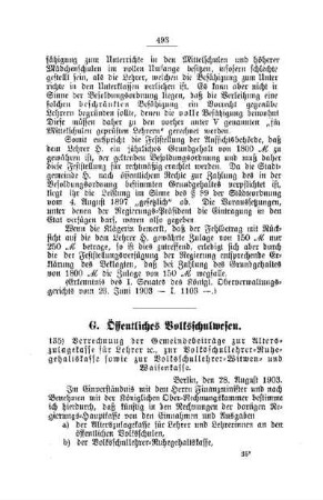 Verrechnung der Gemeindebeiträge zur Alterszulagekasse für Lehrer etc., zur Volksschullehrer-Ruhegehaltskasse sowie zur Volksschullehrer-Witwen und Waisenkasse : [G. Öffentliches Volksschulwesen]