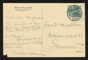 Brief von Edith Andreae an Margarete Hauptmann