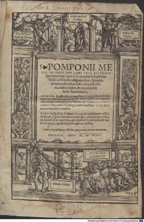 Pomponii Melae De Orbis Sitv Libri Tres