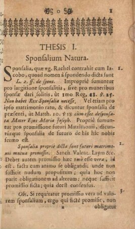 Thesis I. Sponsalium natura.