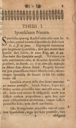 Thesis I. Sponsalium natura.