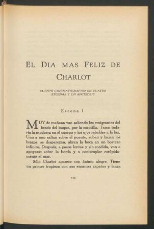 El día más feliz de Charlot : Cuento cinematográfico en cuatro escenas y un apoteosis