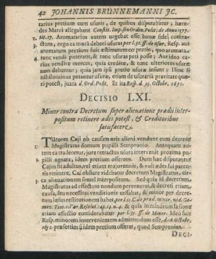 Decisio LXI - LXXX