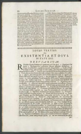 Locus Tertius. De Existentia Et Divinitate Dei.