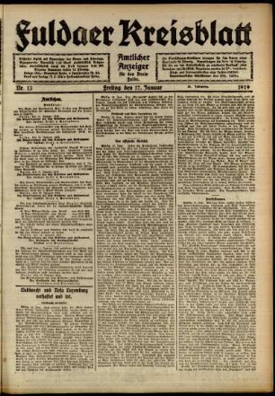 Ausgabe vom Freitag, den 17. Januar 1919.