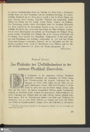 Zur Geschichte des Volksschulwesens in der niederen Grafschaft Hartenstein