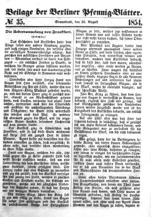 Beilage: No. 35, Sonnabend, den 26. August