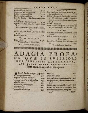 Adagia Profana, Quæ In Superioribus Centuriis Allegantur [...]