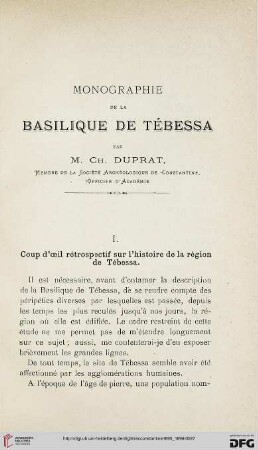 Sér. 3: Monographie de la Basilique de Tébessa
