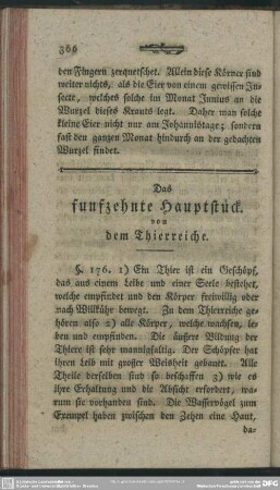 Das funfzehnte Hauptstück. von dem Thierreiche