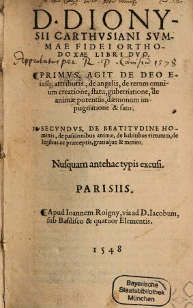 Summa fidei orthodoxae : libri II.