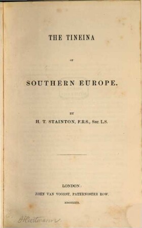 The Tineina of Southern Europe
