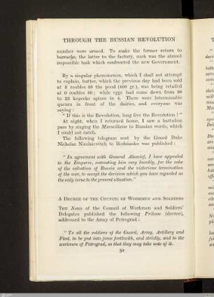A decree of the council of workmen and soldiers